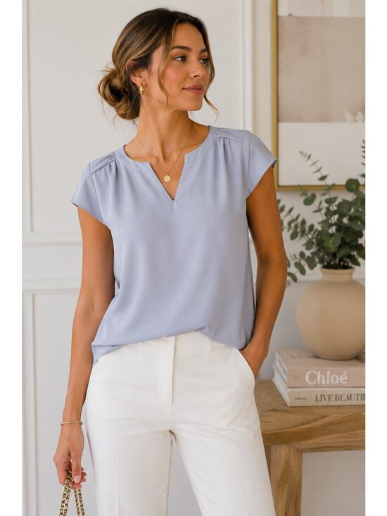 Banana Republic Tops - Banana Republic Light Blue Cap Sleeve Blouse – Size Medium